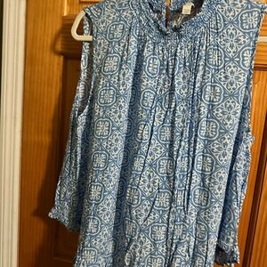 Cato Blue and White Sleeveless Top